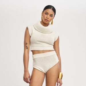 White Knit Mini Shorts